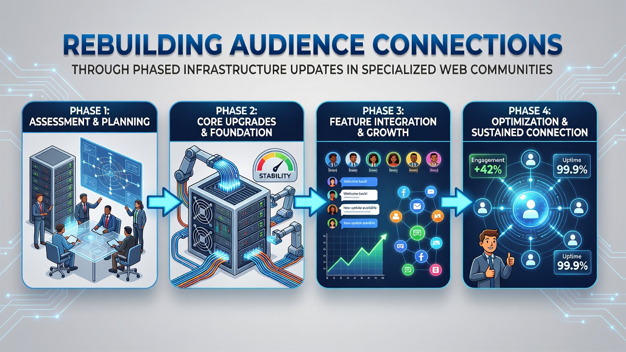 Rebuilding Audience Connections Through Phased Infrastructure Updates in Specialized Web Communities